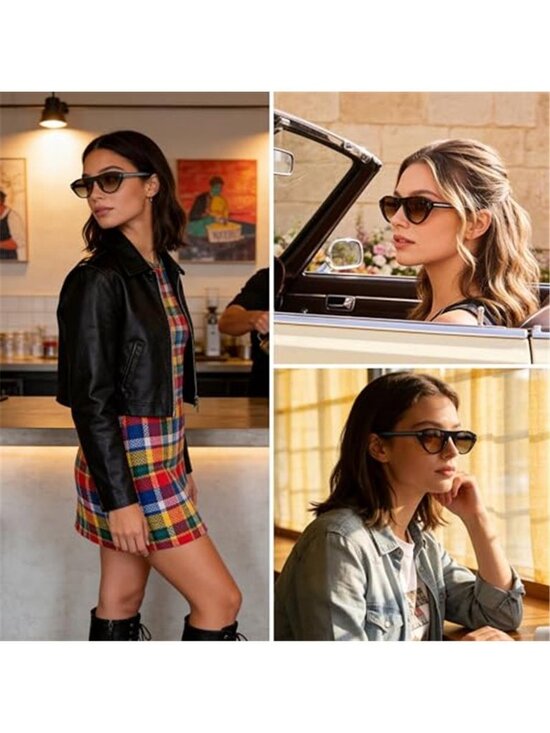 Women\'s Retro Oval Sunglasses Small Narrow 90s Vintage Round Shades UV400 main image 6